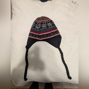 Swix Black Knit Winter Ski Hat - Earflap Beanie with Pattern